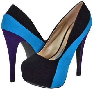 : Qupid Penelope 44X Black Velvet Women Platform Pumps, 7 M US: Shoes