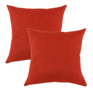 Passion Suede Tomato Red Simply Soft S backed Fiber Pillows (Set of 2)