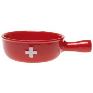 Caquelon fondue   22 cm   rouge avec croix suisse   Caquelon à fondue