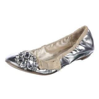 MIA Womens Parisian Silver Jeweled Ballerina Flats