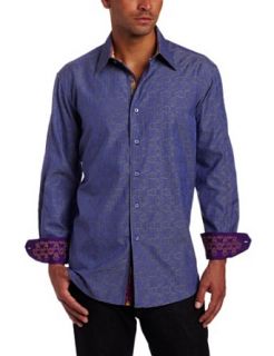 Robert Graham Mens Moon Illusion Shirt, Blue, Small