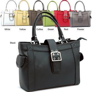 Dasein Faux leather Solid colored Square Satchel Bag (9 x 12 x 4