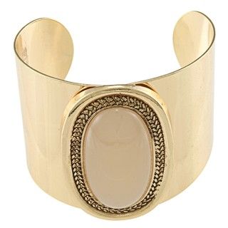 Goldtone Created Moonstone Fashion Cuff Bracelet
