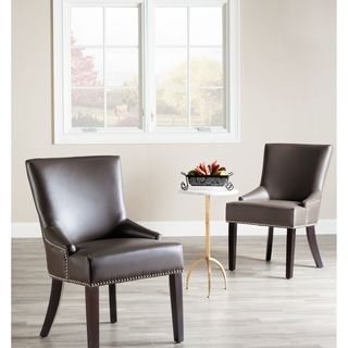 Loire Grey Leather Nailhead Dining Chair (Set of 2)