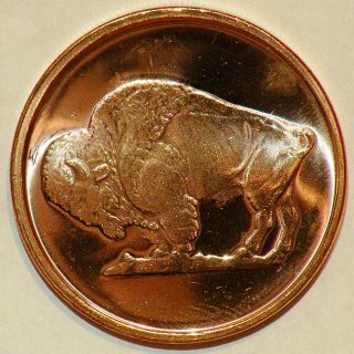 oz 999 Pure Copper Bullion 2012 Buffalo Design Coin