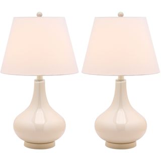 Amy Gourd Glass 1 light White Table Lamps (Set of 2)