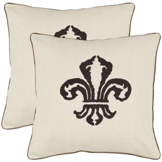 Fleur de lis 18 inch Beige Decorative Pillows (Set of 2)