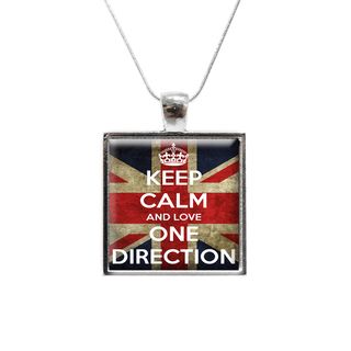 Keep Calm and Love One Direction Glass Pendant and Necklace
