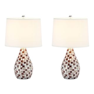 Indoor 1 light Mother of Pearl Brown Table Lamps (Set of 2