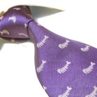 Towergem XL 100% Silk Woven Purple/White Fish Bone Tie For