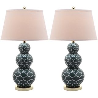 Moroccan Triple Gourd 1 light Marine Blue Table Lamps (Set of 2