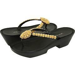 Vaneli Olwyna Black Nappa w/ Gold Sandals