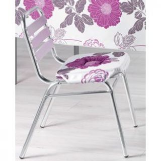 Galette de chaise 4 rabats EVA, 36 cm x 36 cm, coloris prune, tissu