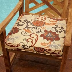 Clara Beige/ Rust 20 inch Square Outdoor Sunbrella Chair Cushion
