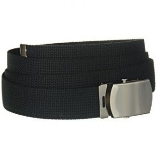 Cotton Military Web Belt with Silver Buckle (Up to 54 Long): Clothing