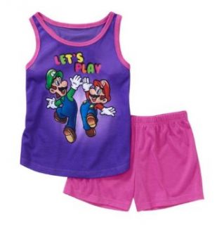 Super Mario Lets Play Girls Tank Top And Short Pajama Set
