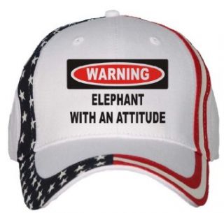 Warning: Elephant with an attitude USA Flag Hat / Baseball