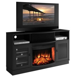 Matte Black Electric Fireplace 25 inch TV Stand