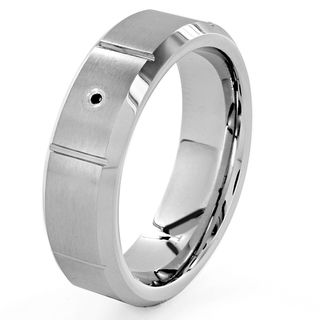 Cobalt and Tungsten Black Diamond Accent Grooved Ring
