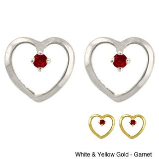 10k Gold Petite Designer Birthstone Heart Earrings