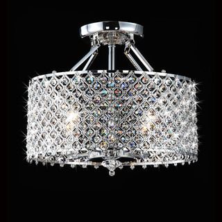 Chrome/ Crystal 4 light Round Ceiling Chandelier