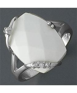 CZ Synthetic Mother of Pearl Silver Ring (China)