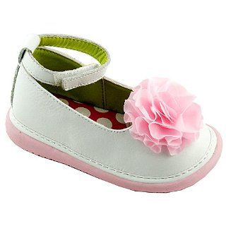 Girls White Ankle Strap Peony Dress Shoes 3 12: Wee Squeak: Shoes