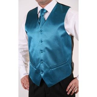 Ferrecci Mens Shiny Teal 2 piece Vest Set