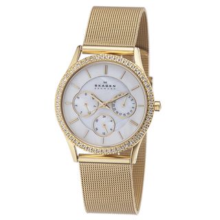 Skagen Womens Goldtone Crystal accented Watch