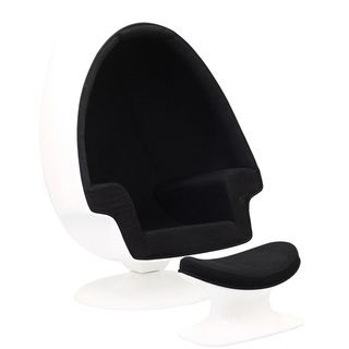 Eero Aarnio Alpha Shell Black Egg Chair And Ottoman