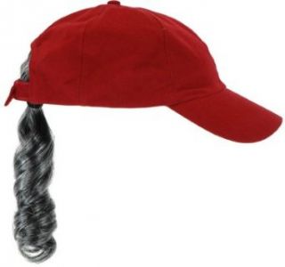 Adult Baseball Hat With Gray Ponytail: Clothing
