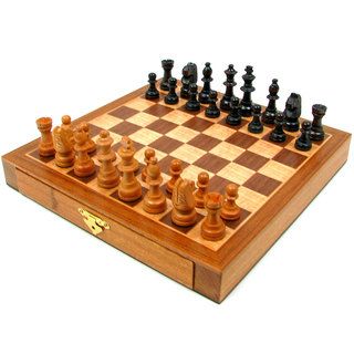 Elegant Inlaid Wood Chess Set