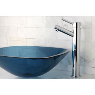 Chrome Faucet and Blue Vessel Sink