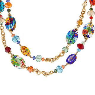 Sweet Romance Millefiori Glass Candy Rope Necklace