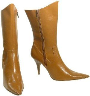  MISS ME Pointed Toe Boots W/ Stacked Heel (Tan), sz 7 Shoes