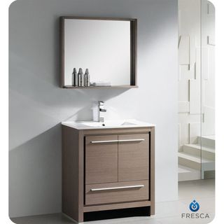 Fresca Allier 30 inch Grey Oak Modern Bathroom Vanity with Mirror