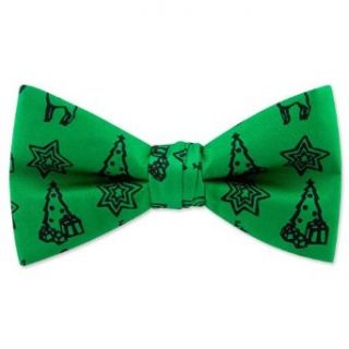Christmas Icons Pretied Bow Tie by Wild Ties   Green Silk