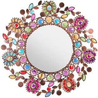 Flowing Leaves and Flowers Beaded Mirror (China)