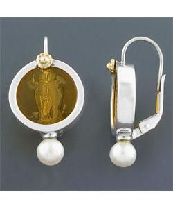 18k Venetian Glass Pearl Silver Earrings (Italy)