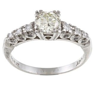 Platinum 7/8ct TDW Diamond Estate Engagement Ring (L M, VS1 VS2