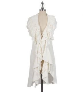 Romeo & Juliet Couture Ruffled Long Cardigan in Ivory