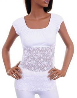Sexy White Fitted Lace Sheer Fashion Shirt SML Clothing