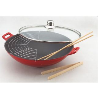 rouge 36 cm   Achat / Vente CUISSON ORIENTALE wok fonte rouge 36