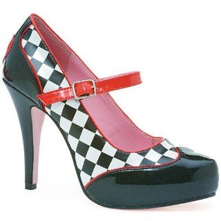 Checkered Print Mary Jane Pump With 1 Inch Concealed Platform Shoes