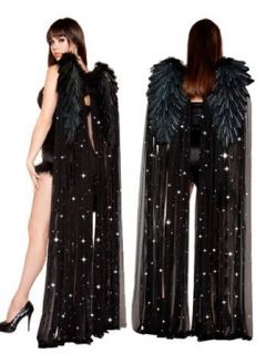 Black Rhinestone Floor Length Angel Costume Wings   ONE
