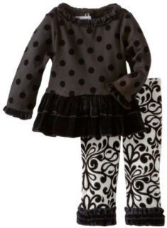 Mud Pie Baby girls Infant Ruffle Top and Damask Leggings