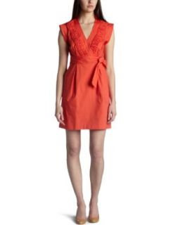 Ellen Tracy Dresses Womens Wrap Dress,Coral,4: Clothing