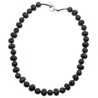 18 Black Lava Bead Necklace with a Toggle Clasp Clothing