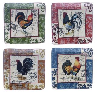 Certified International Lille Rooster Assorted 8.5 inch Square Salad