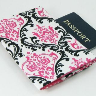 Gracie Designs Black, White and Hot Pink Damask Passport Cover